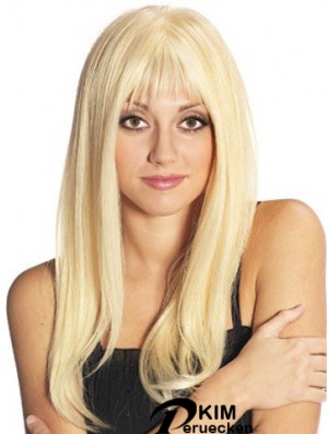 Blonde lange fabelhafte gerade mit Pony Spitze Perücken