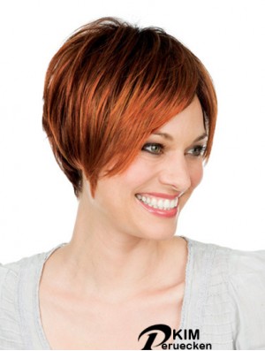 8 Zoll Auburn Short mit Pony Straight Great Lace Perücken