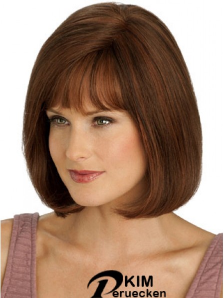 Echte Haare lange Bob Perücken mit Monofilament Straight Style Auburn Farbe