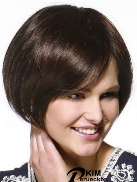 Kinnlänge Straight Bobs Brown Beliebte 100% handgebundene Perücken