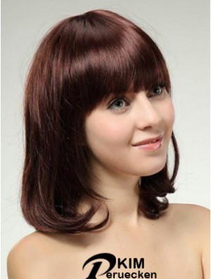 Schulterlange Bob Perücken mit Capless Remy Straight Style Auburn Farbe