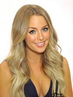 100% handgebundene Remy Long Wavy Blonde Günstige Monofaser Perücken