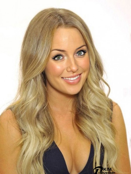 100% handgebundene Remy Long Wavy Blonde Günstige Monofaser Perücken