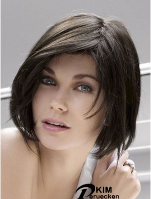 Lace Front Chin Länge Straight Black Beliebte Bob Perücken