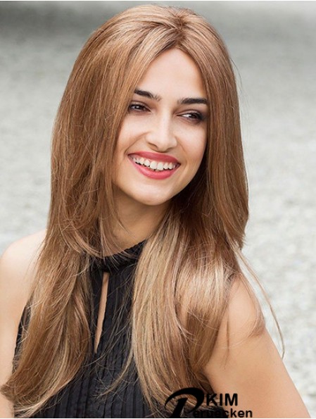 Günstige Echthaar Spitze Front Perücken UK Straight Style Brown Farbe