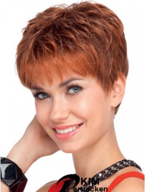 Red Wavy Cropped Boycuts Lace Front Günstige Perücke