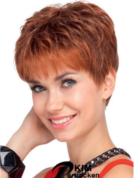 Red Wavy Cropped Boycuts Lace Front Günstige Perücke