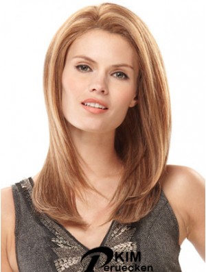 Handgebundene Echthaarperücken Monofilament Straight Style Blonde Farbe