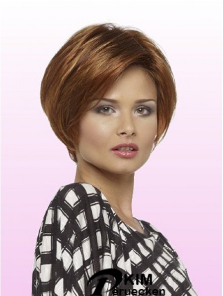 Kurz geschichteter Bob mit Spitzenfront Straight Style Auburn Farbe