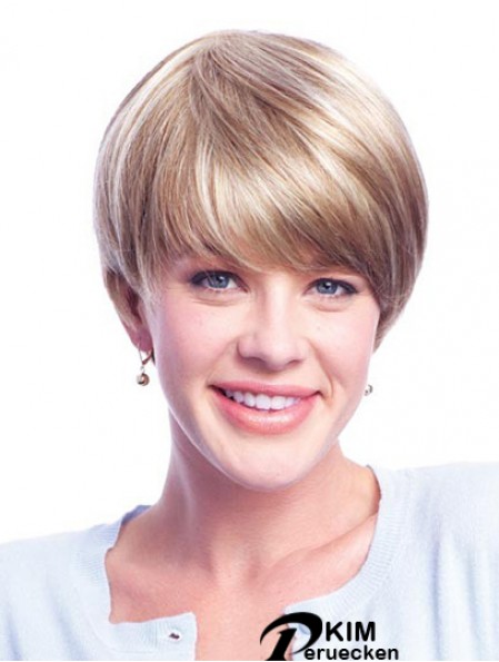 Perücken Menschenhaar Blondinen Mit Minofilament Layered Cut Short Length