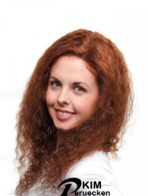 Curly Auburn Remy Human 100% handgebundene Mono Perücken
