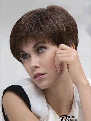 Brown Straight Cropped Boycuts Lace Front Günstige Perücken UK Sale