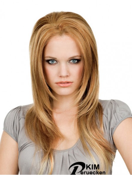 16 Zoll Blond lang ohne Pony gerade weiche Spitze Perücken