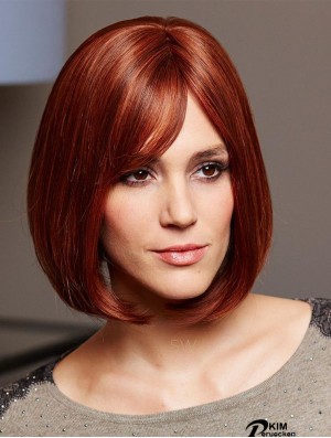 Echthaar Bob Cut Perücken 100% handgebunden Auburn Farbe