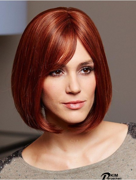 Echthaar Bob Cut Perücken 100% handgebunden Auburn Farbe
