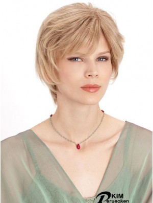Monofilament Straight Layered Chin Länge 8 Zoll Unglaubliche Echthaar Perücken