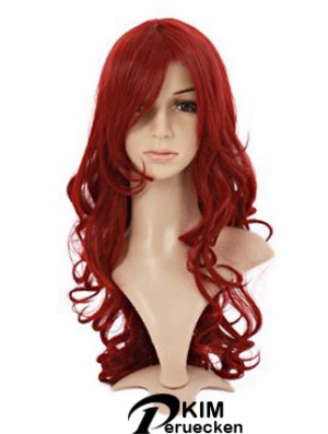 Wellig mit Pony Lace Front Style 20 Zoll rote lange Perücken