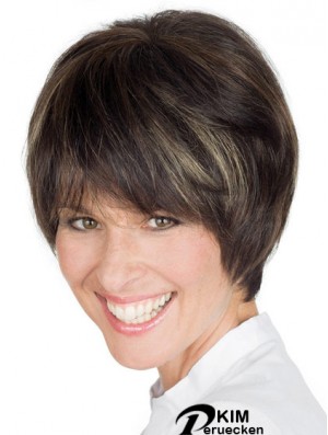 Stil 8 Zoll Brown Short Boycuts Straight Lace Perücken