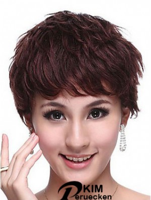 Capless Wavy Boycuts Cropped Trendy Echthaar Perücken