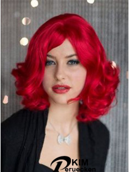 Capless Wavy Without Bangs Schulterlange 14 Zoll Mode Echthaar Perücken