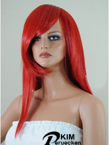 Gerade mit Pony Lace Front Erschwingliche 18 Zoll Red Long Perücken