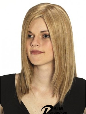 Ohne Pony No-Fuss Straight Blonde Langes Menschenhaar Perücken