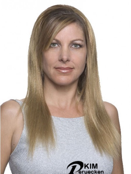 Gerade 100% handgebundene blonde neue lange Perücken