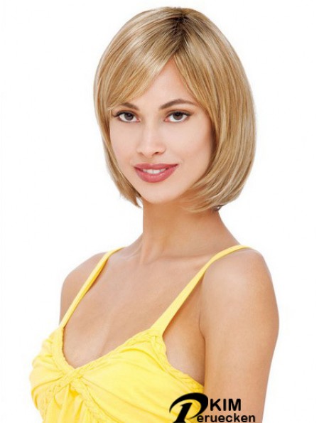 Kurze bis mittlere Bob Perücken mit Spitze vorne Blonde Farbe Straight Style