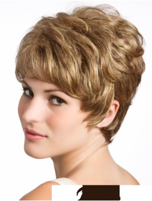 Welliges 8 Zoll blondes Boycuts menschliches Haar zum Verkauf