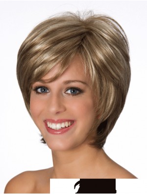 Layered Wavy Blonde 8 Zoll echte menschliche Perücken