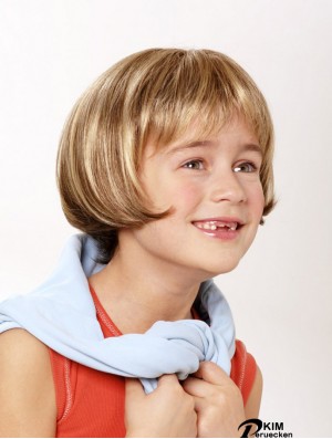 Straight Blonde 8 Zoll Bobs Remy Echthaar Kurze 100% handgebundene Perücken