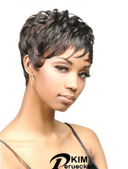Cropped Black Wavy Boycuts Rabatt Afroamerikaner Perücken