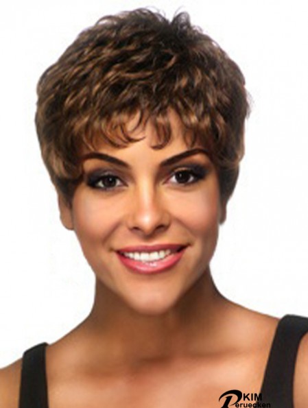 Boycuts Short Brown Wavy Good Petite Perücken