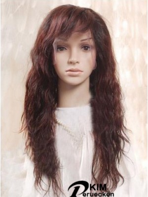 Auburn 100% handgebundene geschichtete gewellte Remy Human Long Mono Perücken