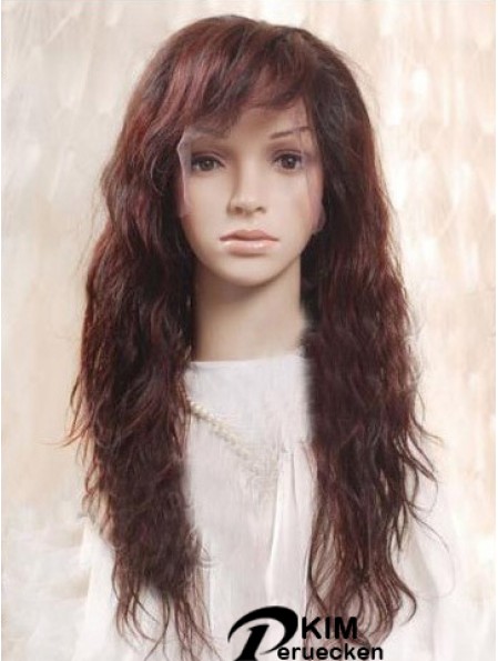 Auburn 100% handgebundene geschichtete gewellte Remy Human Long Mono Perücken
