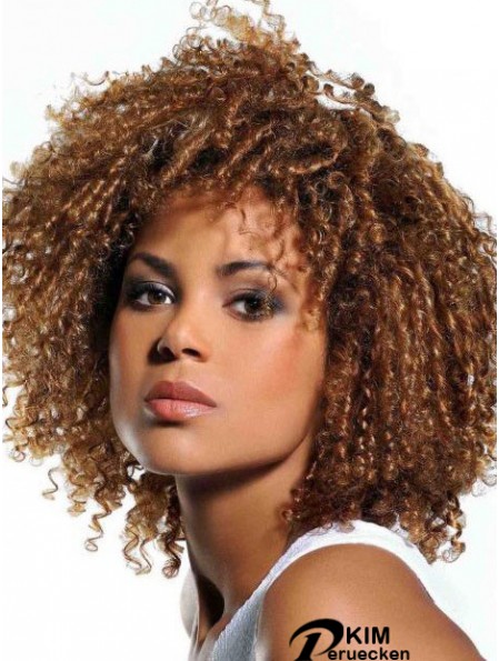 Perücken Menschenhaar Afroamerikaner Blonde Farbe Mit Pony Verworrenen Stil