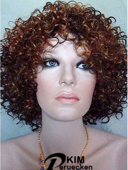 Kinky Layered Chin Length Hochwertige Auburn Synthetic Perücken