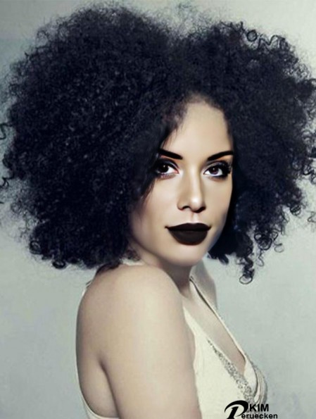 Spitze Front Remy Human Chin Länge Capless Afro Kinky Human Hair Perücken
