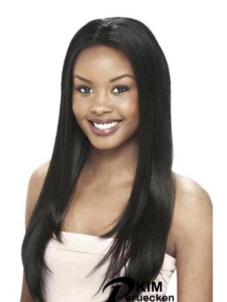 Ohne Pony Yaki Black Long Echthaar Lace Front Perücken