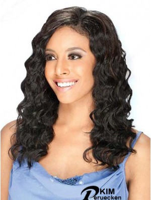 Brasilianische Echthaar Lace Front Perücken schwarze Farbe lange Länge