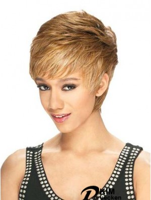 Designed Cropped Straight 8 Zoll Synthetic Glueless Lace Front Perücken