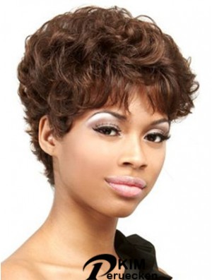 Cropped Auburn Curly Boycuts Praktische Afroamerikaner Perücken