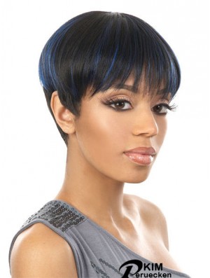 Cropped Black Straight Boycuts Neue Afroamerikaner Perücken