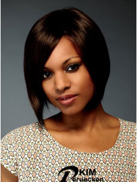 Kinnlänge Brown Straight Bobs Flexibilität Afroamerikaner Perücken