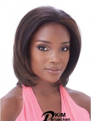 Ohne Pony Frisuren Straight Auburn Kinn Länge Echthaar Spitze Front Perücken