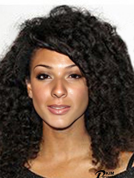 Volle Spitze Indian Remy Black Shoulder Kinky Curly Hair Perücken