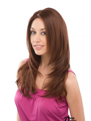 Lange Auburn Layered Straight Top Full Lace Perücken