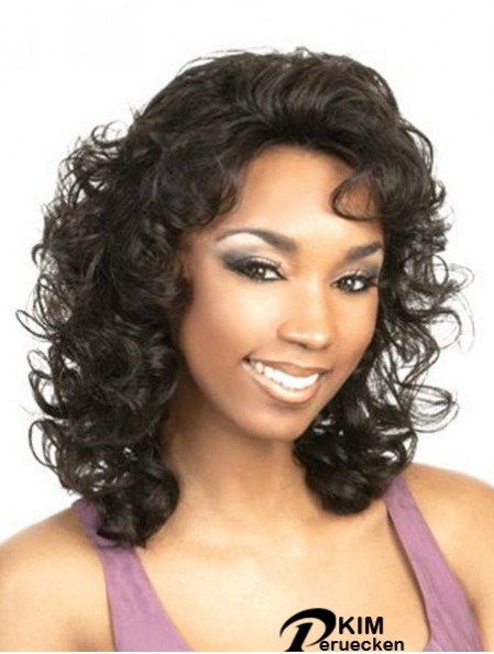 Curly Black Fashion Schulterlange klassische Perücken