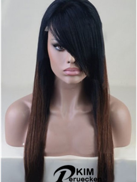 Lange gerade mit Pony voller Spitze 26 Zoll stilvolle schwarze Frauen Perücken