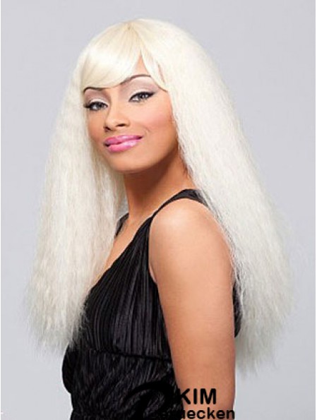 Lange blonde gerade mit Pony Top Afroamerikaner Perücken